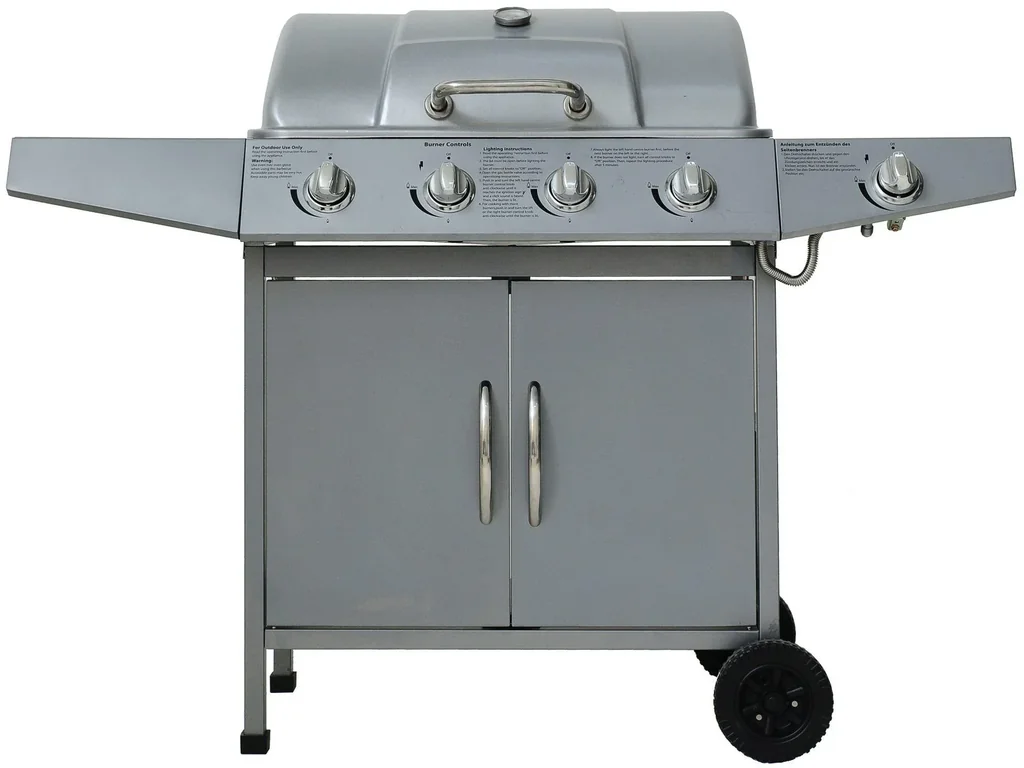 Gasgrill "Dayton" 4 Hauptbrenner + 1 Seitenbrenner, silber