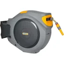 Auto Reel 40 Meter - selbstaufrollender Wandschlauchaufroller - mit Startset und Gartenspritze - grau