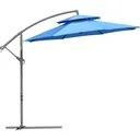 Sonnenschirm Ø2,67 x 2,7 m Pendelsonnenschirm mit Doppeldach Kreuzfuß Stahl Outdoor Polyester Blau