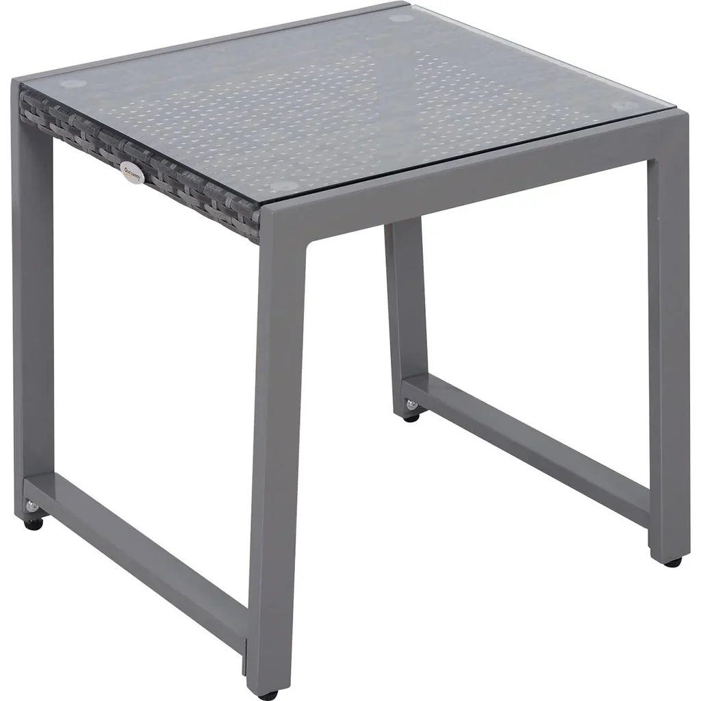 Polyrattan Gartentisch mit Hartglas grau