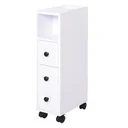 Badschrank Badezimmerschrank Badregal Kommode Standschrank zwei Schubfächer offenes Fach vier Räder Spanplatte Weiß 18x3