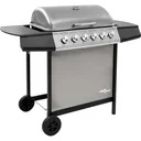 Gasgrill mit 6 Brennern schwarz und silber