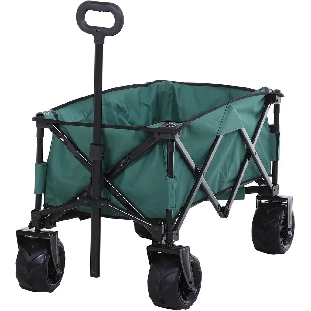 Bollerwagen Faltbarer Handwagen 360° Gartenwagen Transportwagen mit Teleskop Griff Verstellbarer Griffhöhe Strandwagen