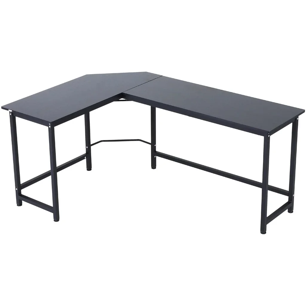 Computertisch Schreibtisch Computerecktisch höhenverstellbar Metall Schwarz 168 x 120 x 75 cm