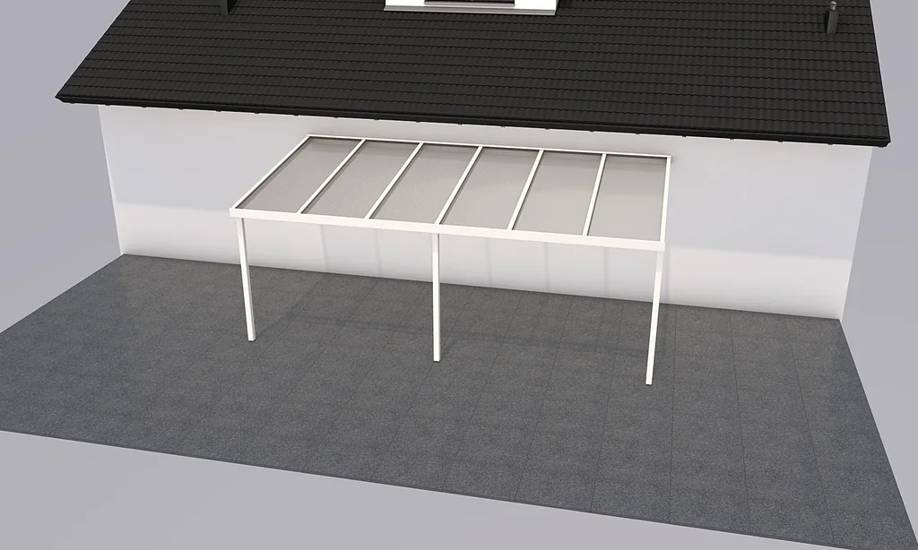 Terrassendach Premium, weiß, 6110 x 3060 mm - Polycarbonat Stegplatten 16 mm, opal
