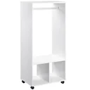 Mobiler Kleiderschrank Garderobe Schrank mit Regal 4 Schwenkräder für Wohnzimmer Schlafzimmer, Aluminiumlegierungen, 60