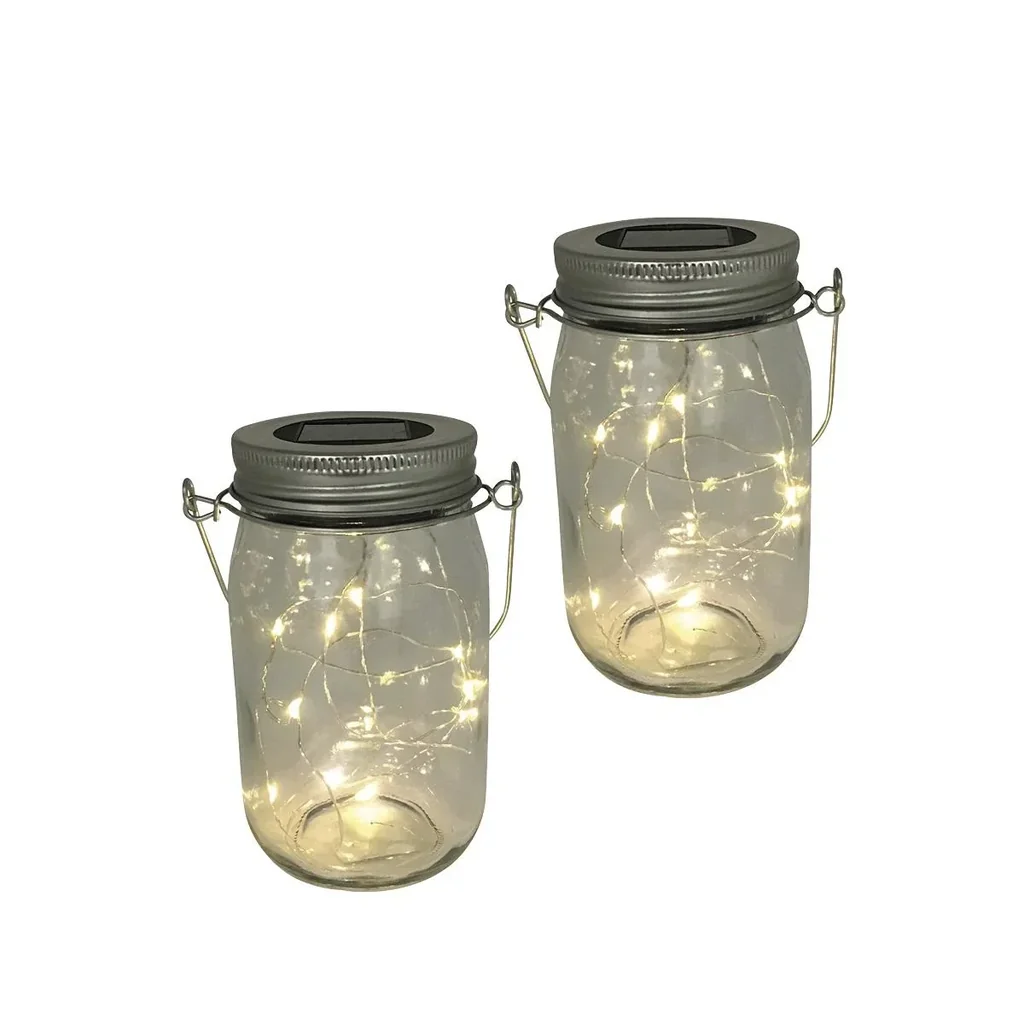 LED Solar Windlicht Klar 2er Set