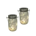 LED Solar Windlicht Klar 2er Set