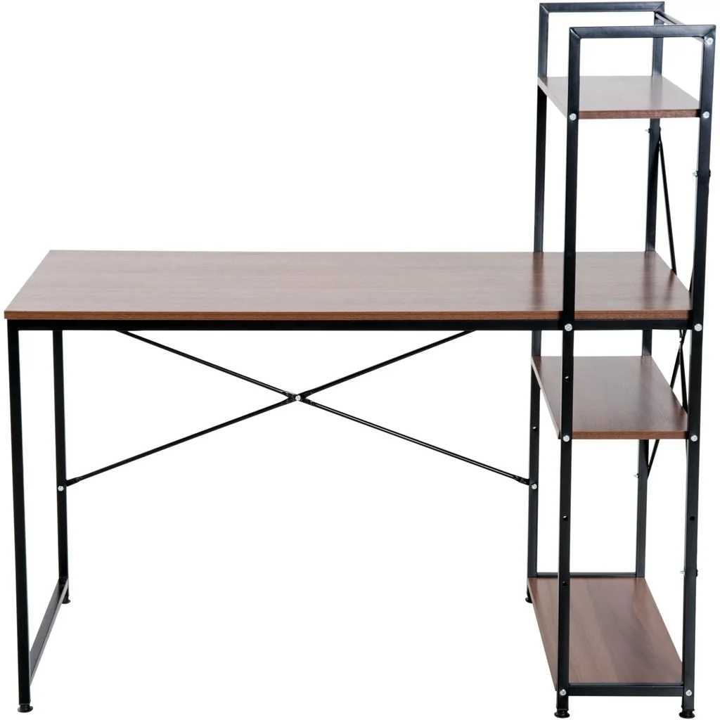 Schreibtisch Computertisch Bürotisch mit Regal Walnuss Schwarz