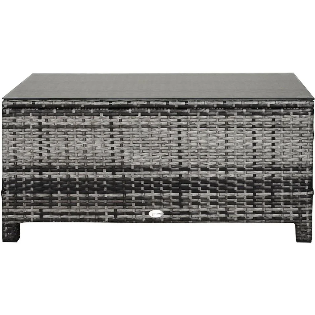 Garten Beistelltisch Couchtisch Gartentisch Balkontisch Polyrattan Grau 85 x 50 x 39 cm