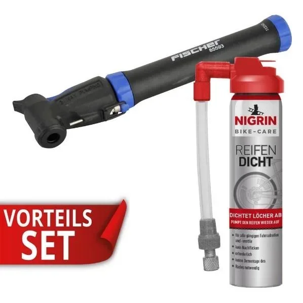 Mini-Fahrrad-Luftpumpe + Reifen-Dicht 75 ml