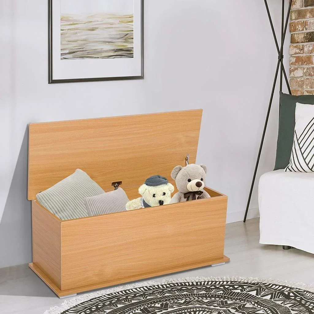Truhe Aufbewahrungsbox Holzkiste mit klappbarem Deckel Buche