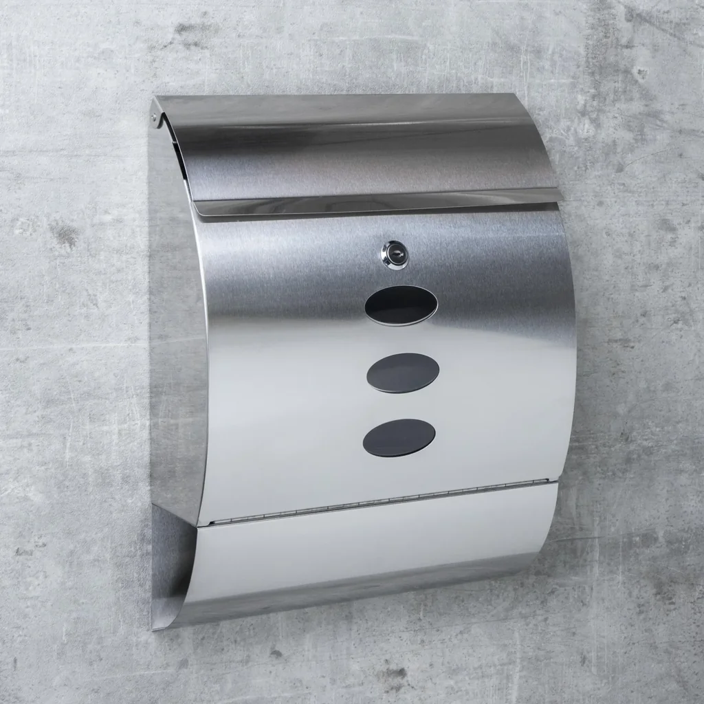 Briefkasten aus Edelstahl mit Zeitungsfach
