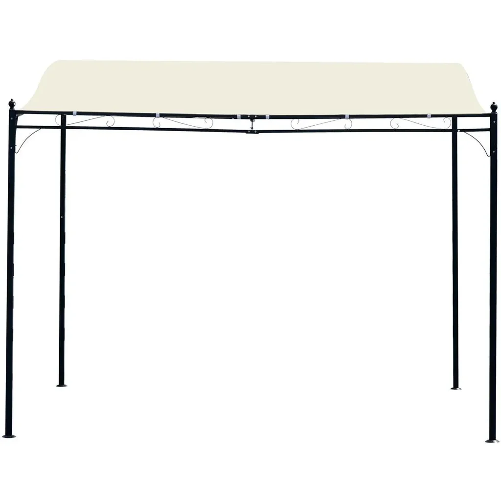 Pergola Terrassenüberdachung Pavillon 297x297cm Metall Creme