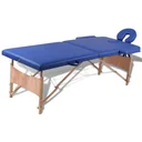 Klappbare Massageliege 2 Zonen mit Holzrahmen (blau)