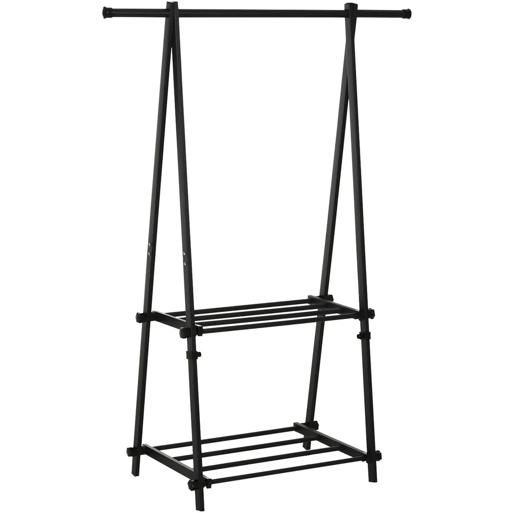 Garderobe mit Schuhablage, schwarz