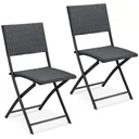 Klappstuhl Polyrattan 2 Stück - schwarz - max 120 kg - 43x49x81 cm