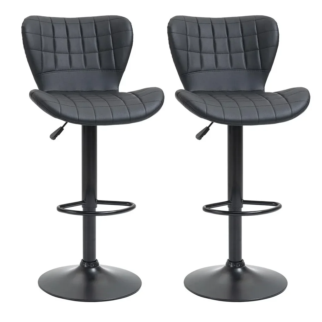 Barhocker 2er-Set Barstuhl Tresenhocker Bistrohocker Küchenhocker Drehstuhl mit Rückenlehne für Küche Esszimmer Kunstled
