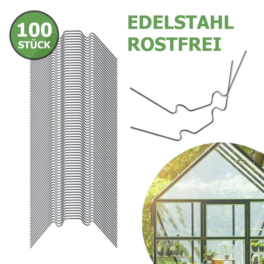 Gewächshausklammern aus Edelstahl, 100 Stück