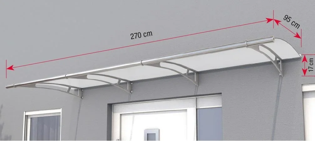 Pultvordach L 270, 270 x 95 x 17 cm, Edelstahl, 4mm klar