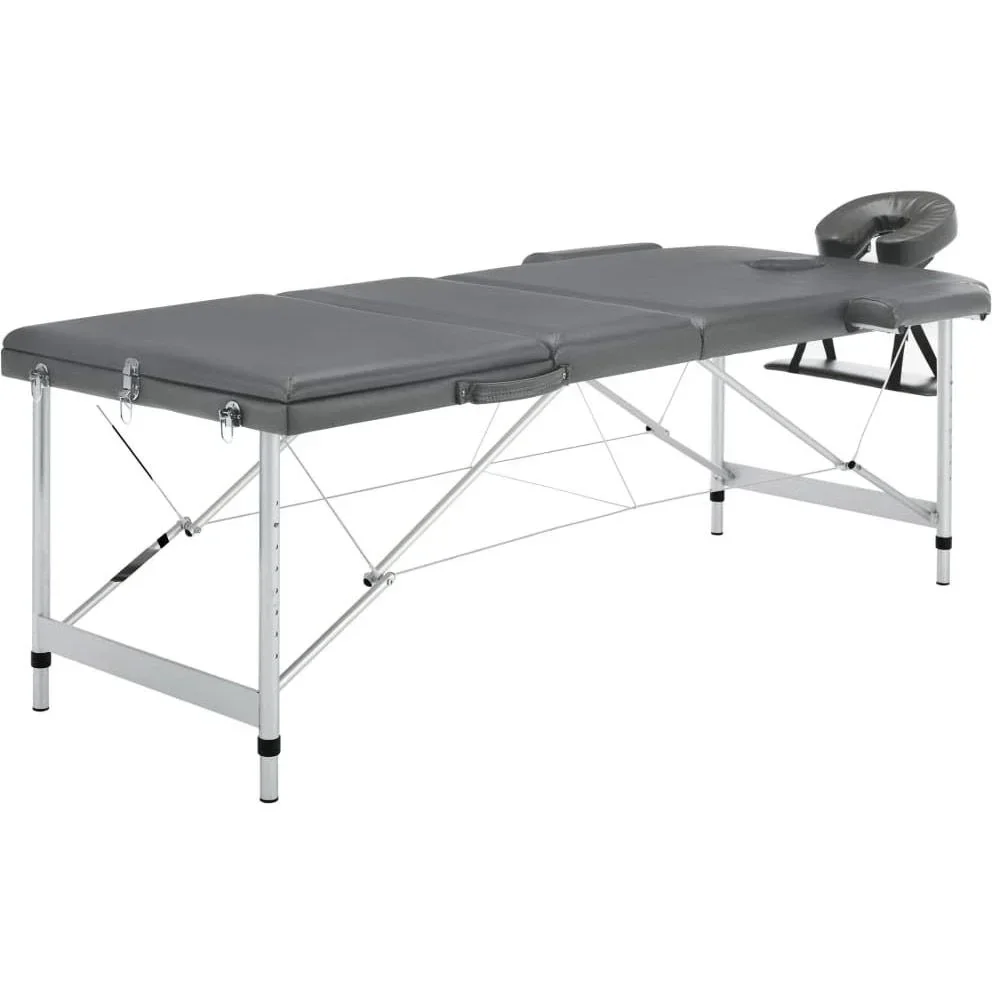 Massageliege 3 Zonen 186x68 cm Aluminiumrahmen anthrazit