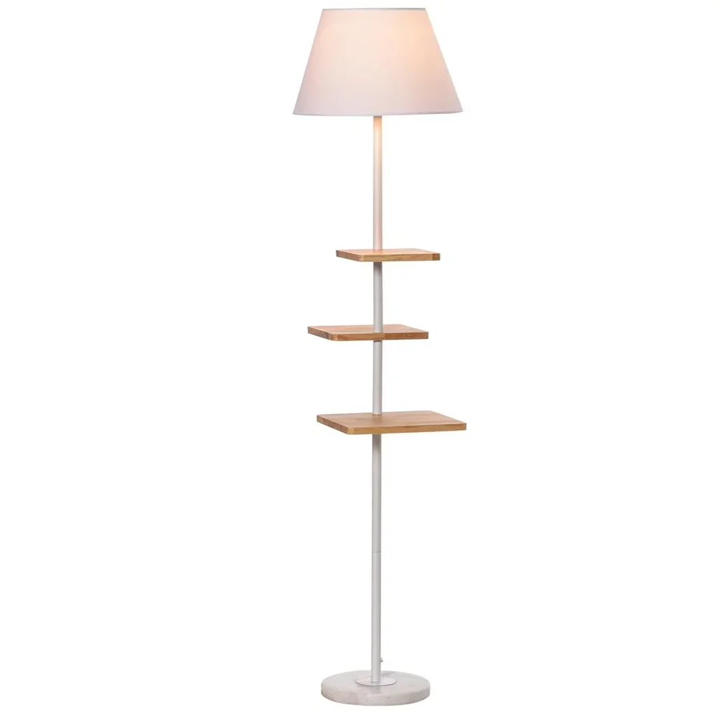 Stehlampe Stehleuchte mit 3 drehbaren Etagen elegant klassisch für Wohnzimmer Schlafzimmer Büro Stahl Gummiholz T/C-Gewe