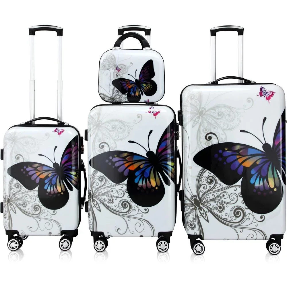 Hartschalenkoffer Butterfly 4er-Set Beautycase/ M/ L/ XL Polycarbonat