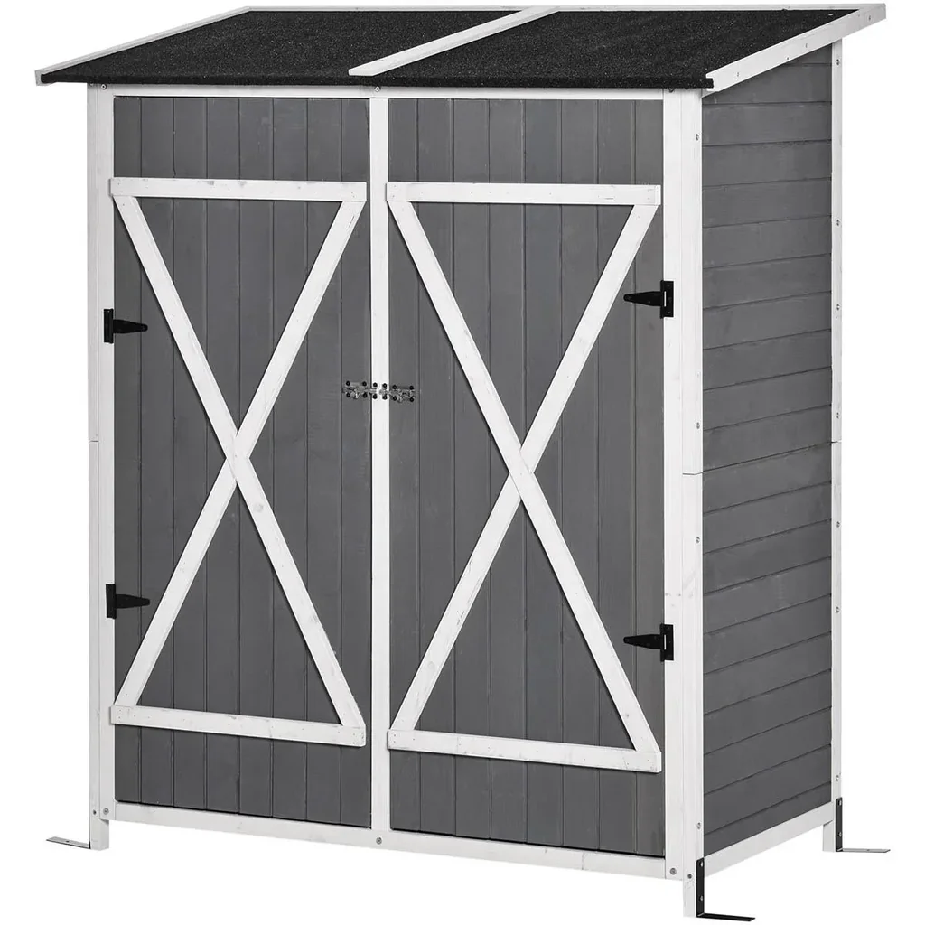 Gartenschrank Geräteschuppen mit 2 Tür Geräteschrank mit Asphaltdach Gartenlagerschrank Antidumping Design mit Bodennäge