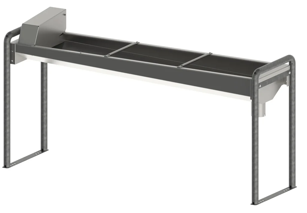 Beheizbare Trogtränke 100cm aus Edelstahl, mit Bodengestell