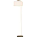 Stehlampe mit Leinenstoffschirm gold/weiß
