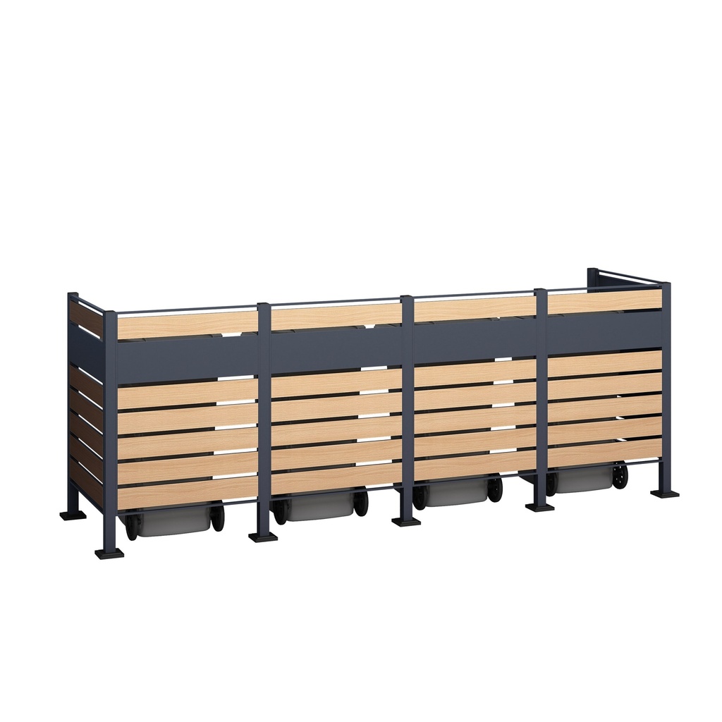 Westmann Mülltonnenverkleidung Planum 4er 120 cm holzoptik (4× 240 L)