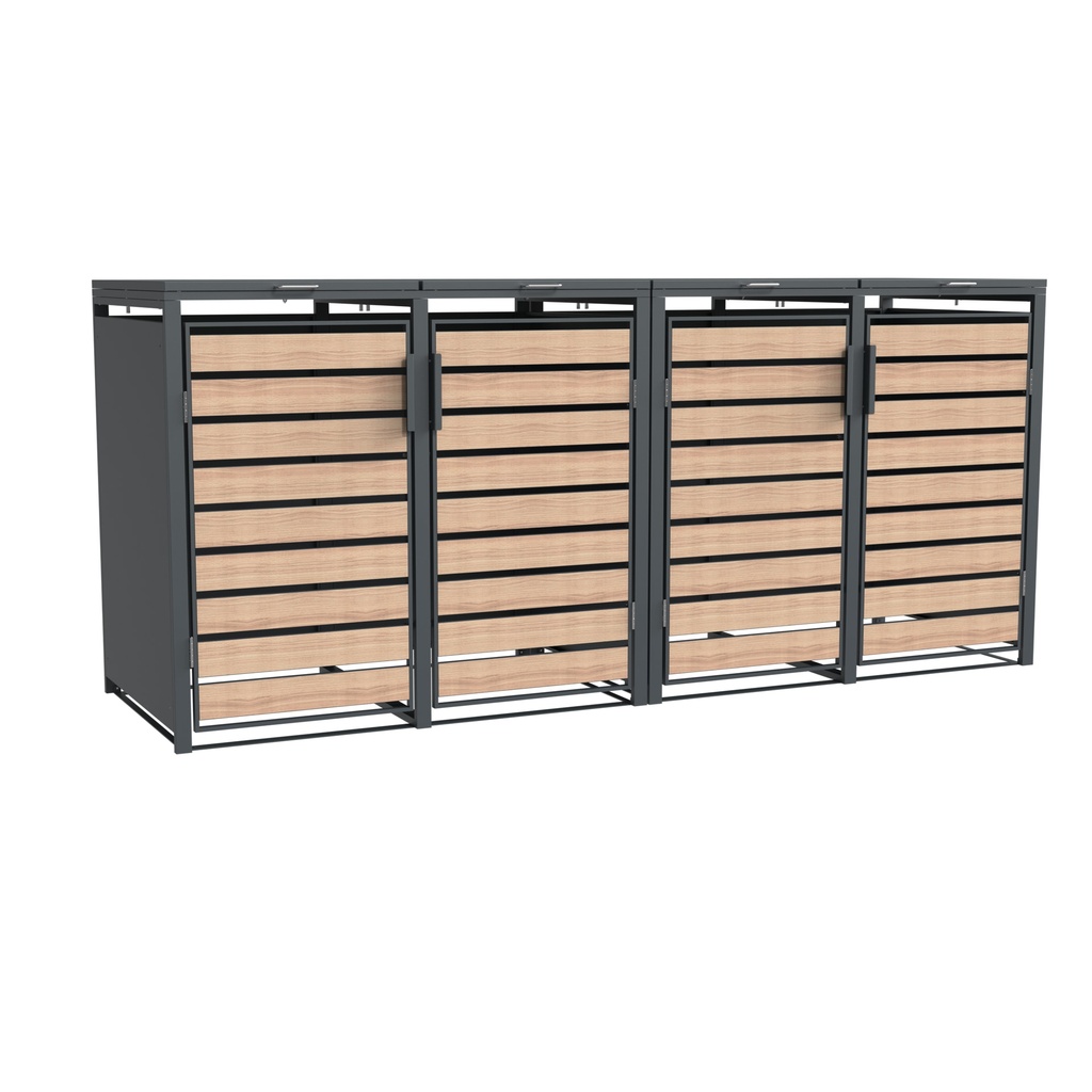 Westmann Mülltonnenbox Lacina 4er holzoptik (4× 240 L)