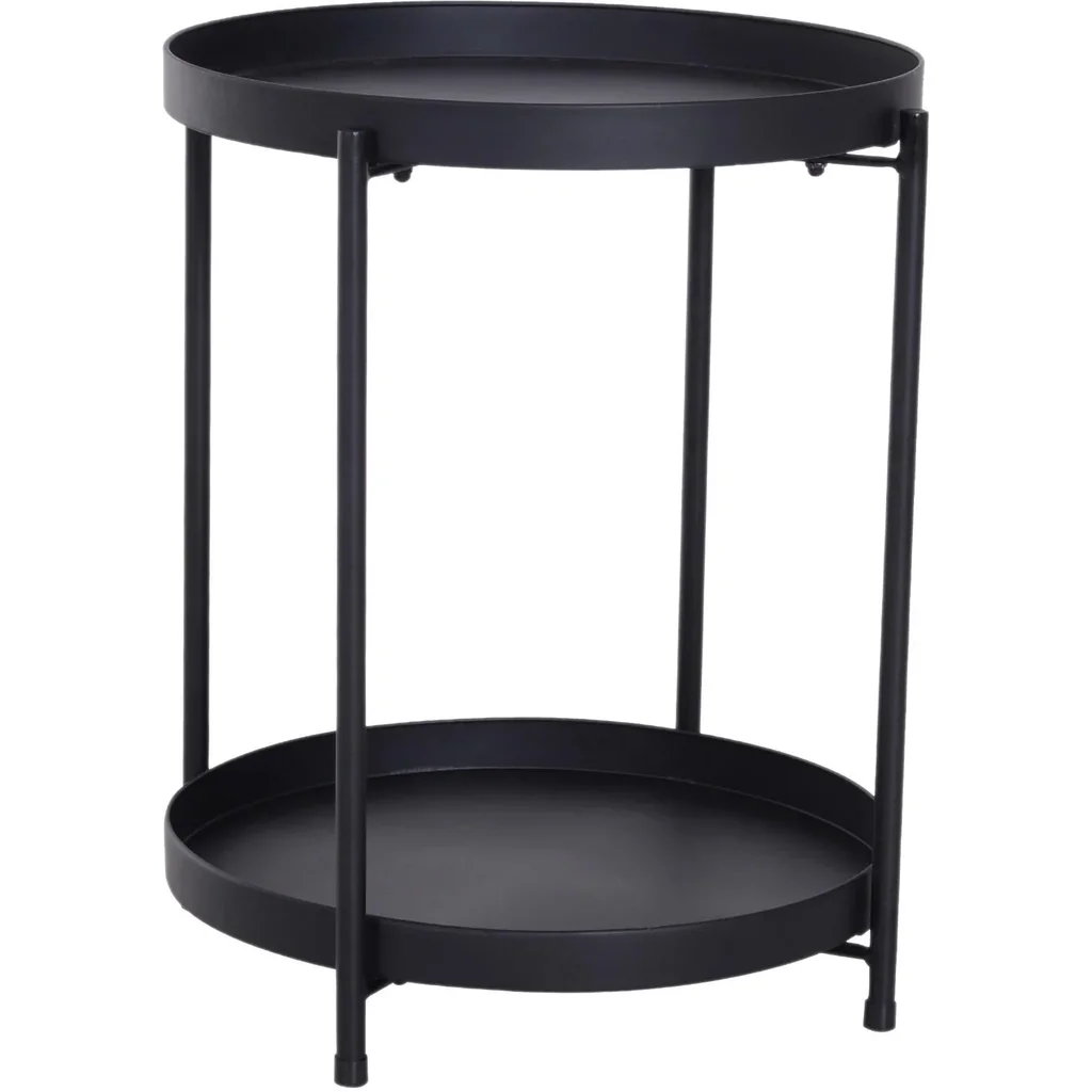 Beistelltisch Kaffeetisch Couchtisch Tablett Metall Schwarz Ø51 x 65 cm