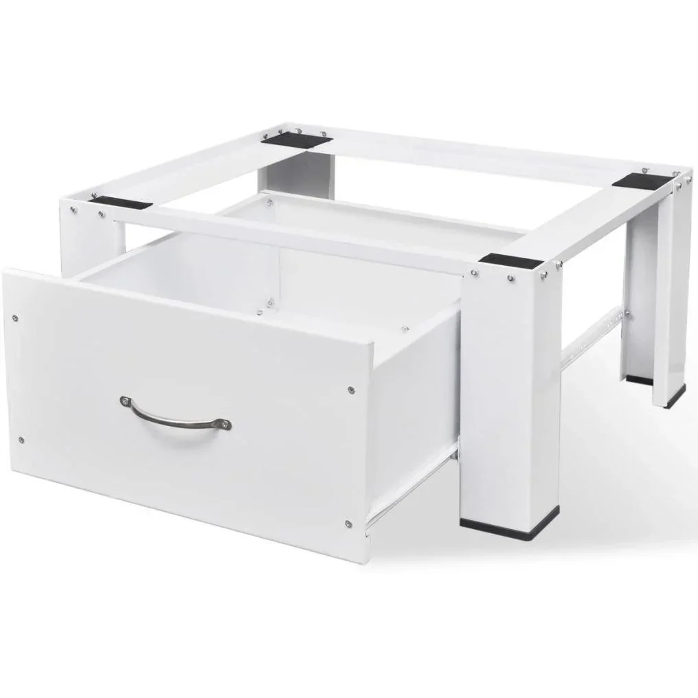 Standsäule für Waschmaschine mit Schublade weiß