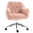 Chefsessel Drehstuhl Computerstuhl Sitzhöhenverstellung für Mädchen Kunstpelz Schaumstoff Rosa+Silber 57 x 60 x 75-85 cm