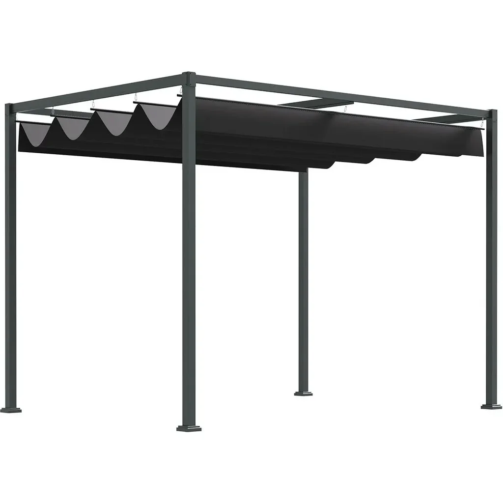Pavillon/Gartenüberdachung - mit Schiebedach - Polyester - Schwarz - 298 x 213 x 222 cm