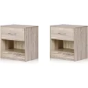 2 Stück Nachttisch Eichenoptik - MDF - 39x28x41cm