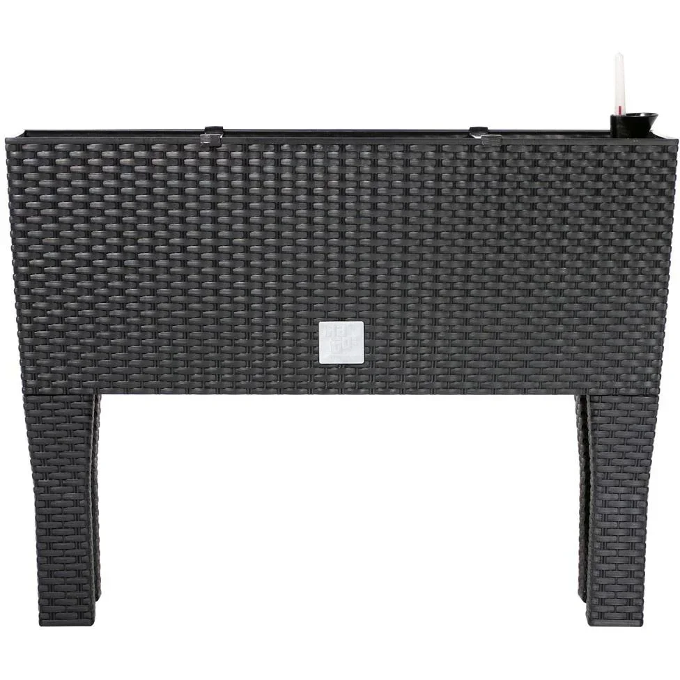 Pflanzgefäß polyrattan look anthrazit 60x25x46cm