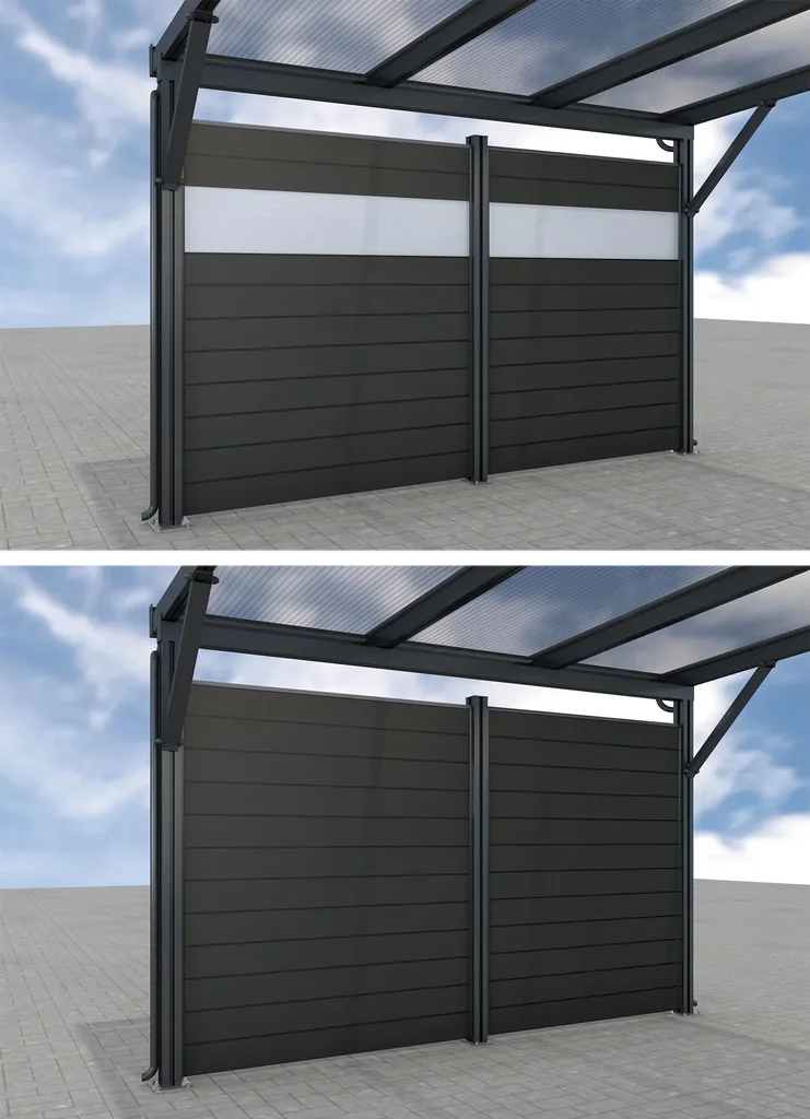Seitenwand für Carports, anthrazit, 2,96 x 1,86 m, WPC Dielen dunkelgrau