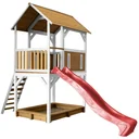 Pumba Spielturm Braun/Weiß - Rote Rutsche