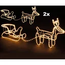 Weihnachtsbeleuchtung Rentier mit Schlitten - 2er-Set - Warmweiß