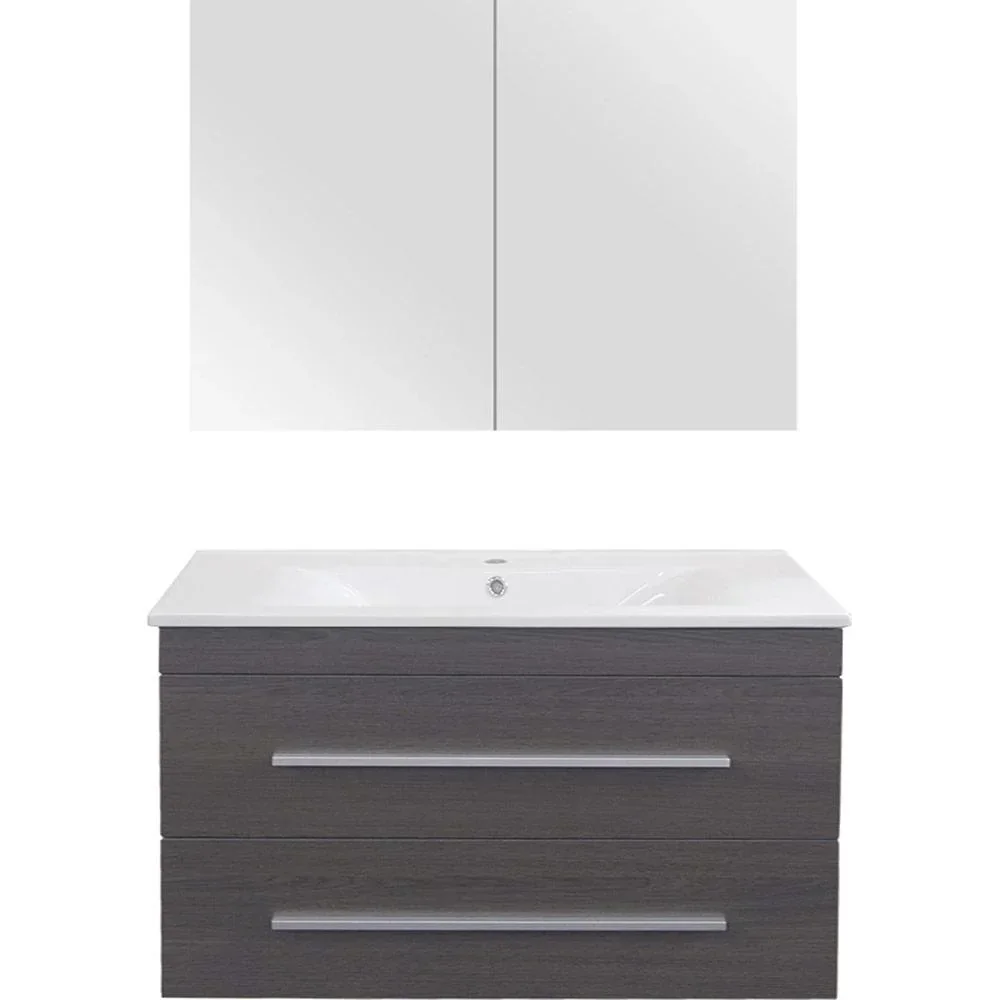 Badezimmermöbel Style 90cm - schwartz Eiche