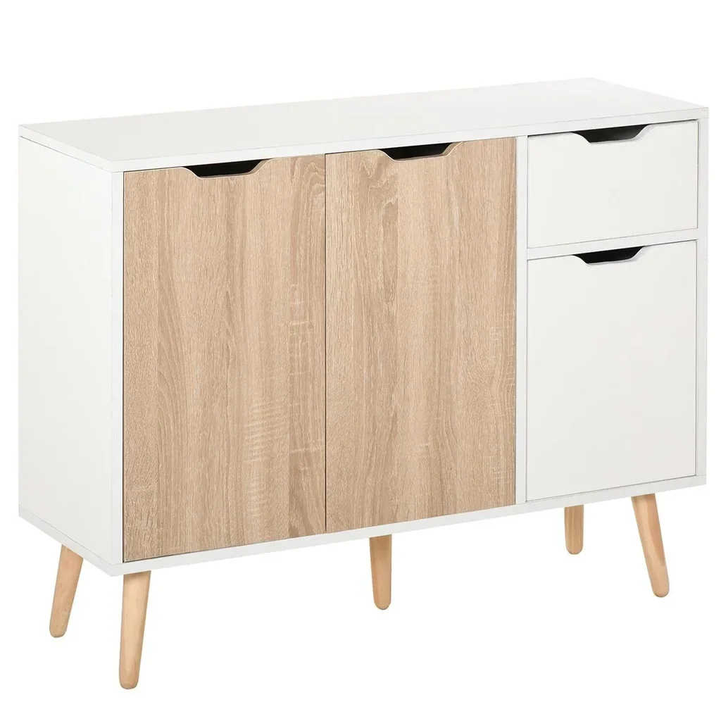 Sideboard mit Schrank und Schubladen Kommode Nachttisch Beistellschrank im skandinavischen Design viel Stauraum MDF Span