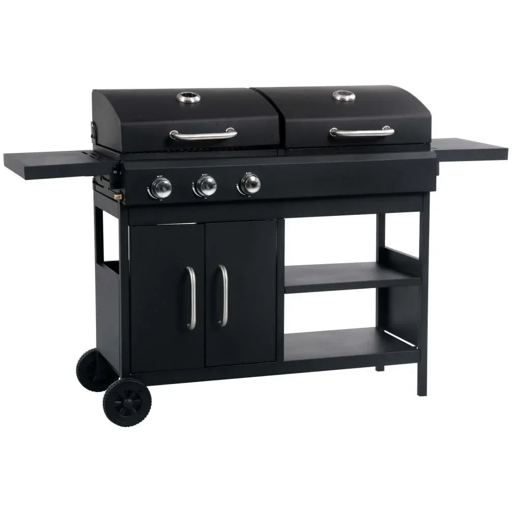 Gas-/Holzkohlegrill mit 3 Brennern