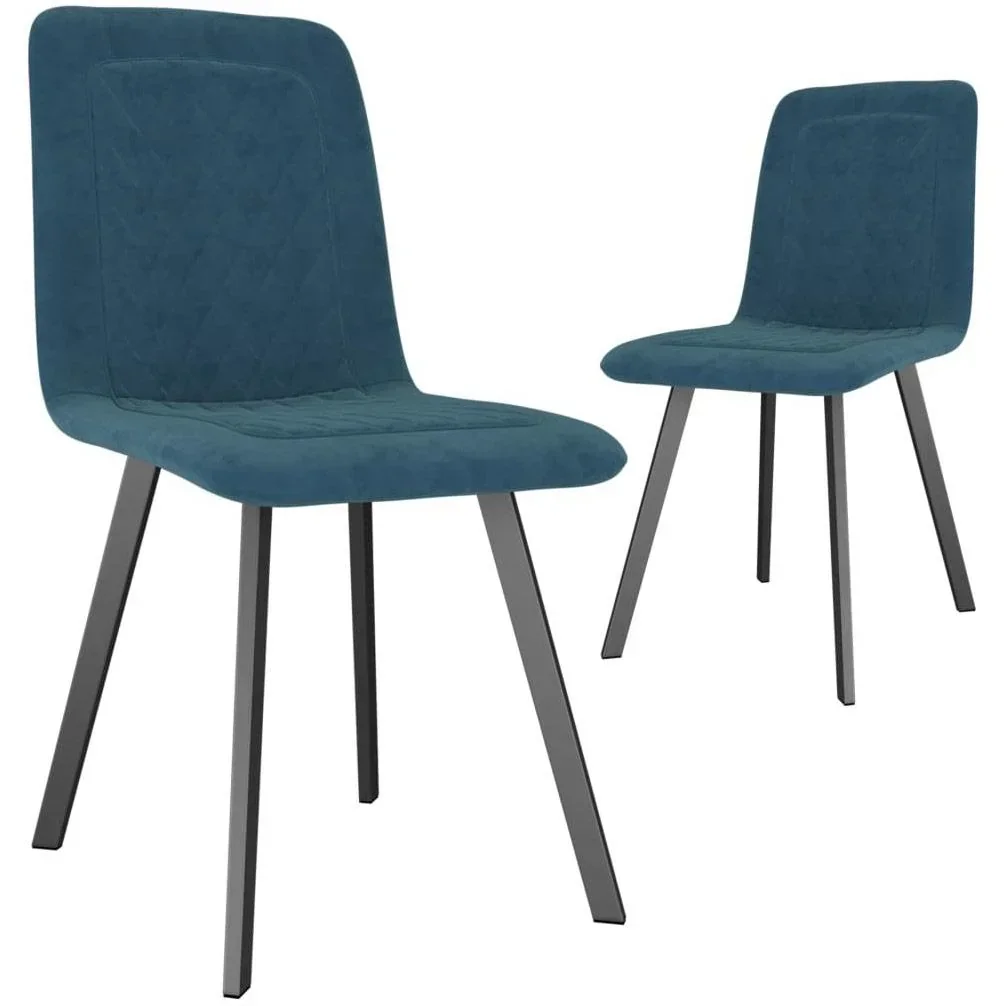 Esszimmerstühle 2 Stück blau Samt