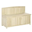 Gartenbank mit Stauraum Truhenbank Sitzbank 2-Sitzer 250 kg Belastbarkeit Natur Tanneholz 115 x 45 x 75 cm