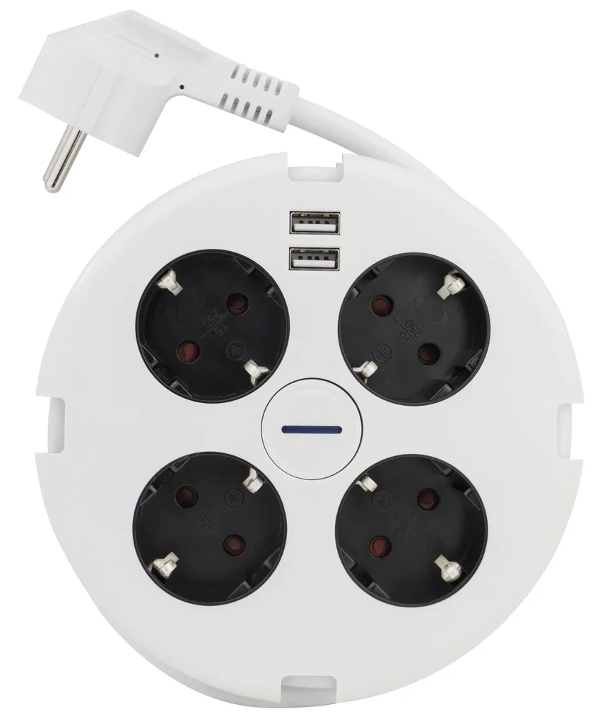Steckdosenleiste PowerDisc 4-fach mit 2 USB-Anschlüssen