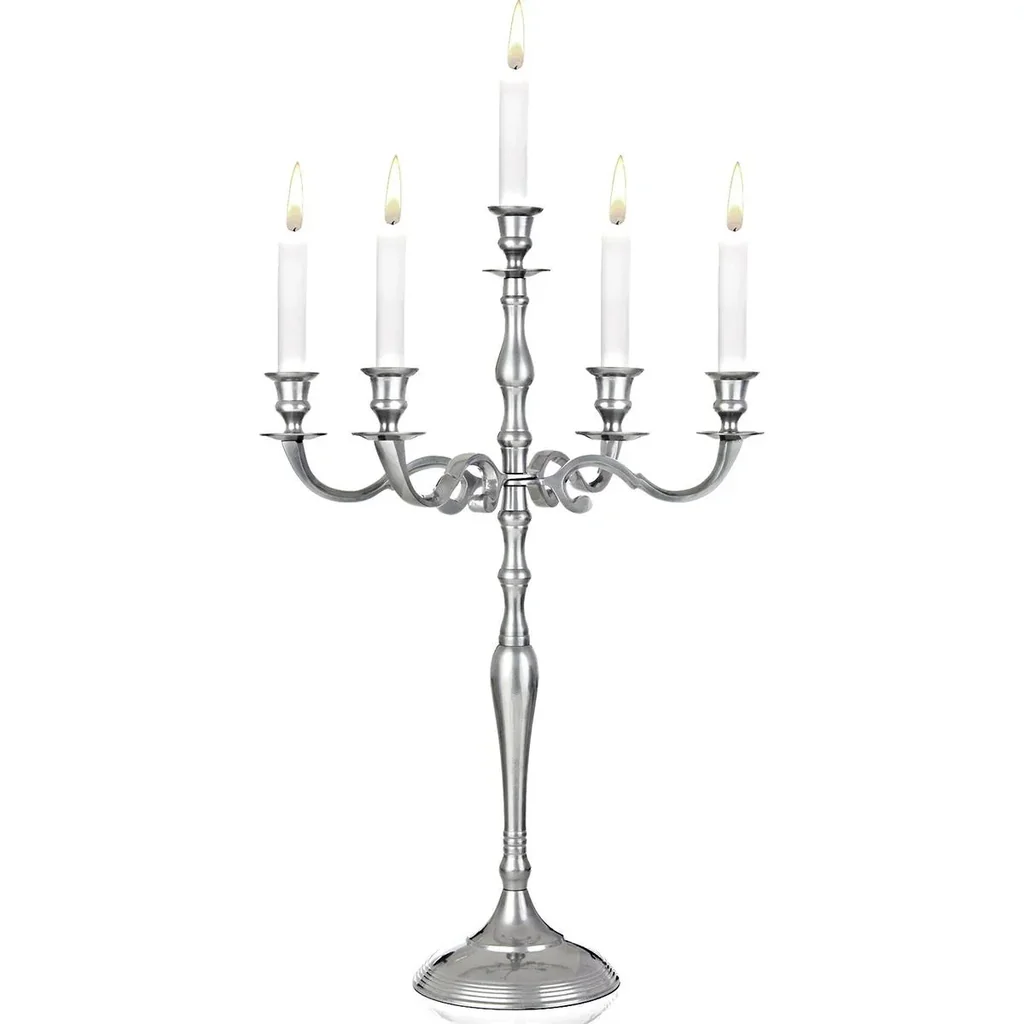 Kerzenleuchter Silber Aluminium vernickelt 60cm 5-armig