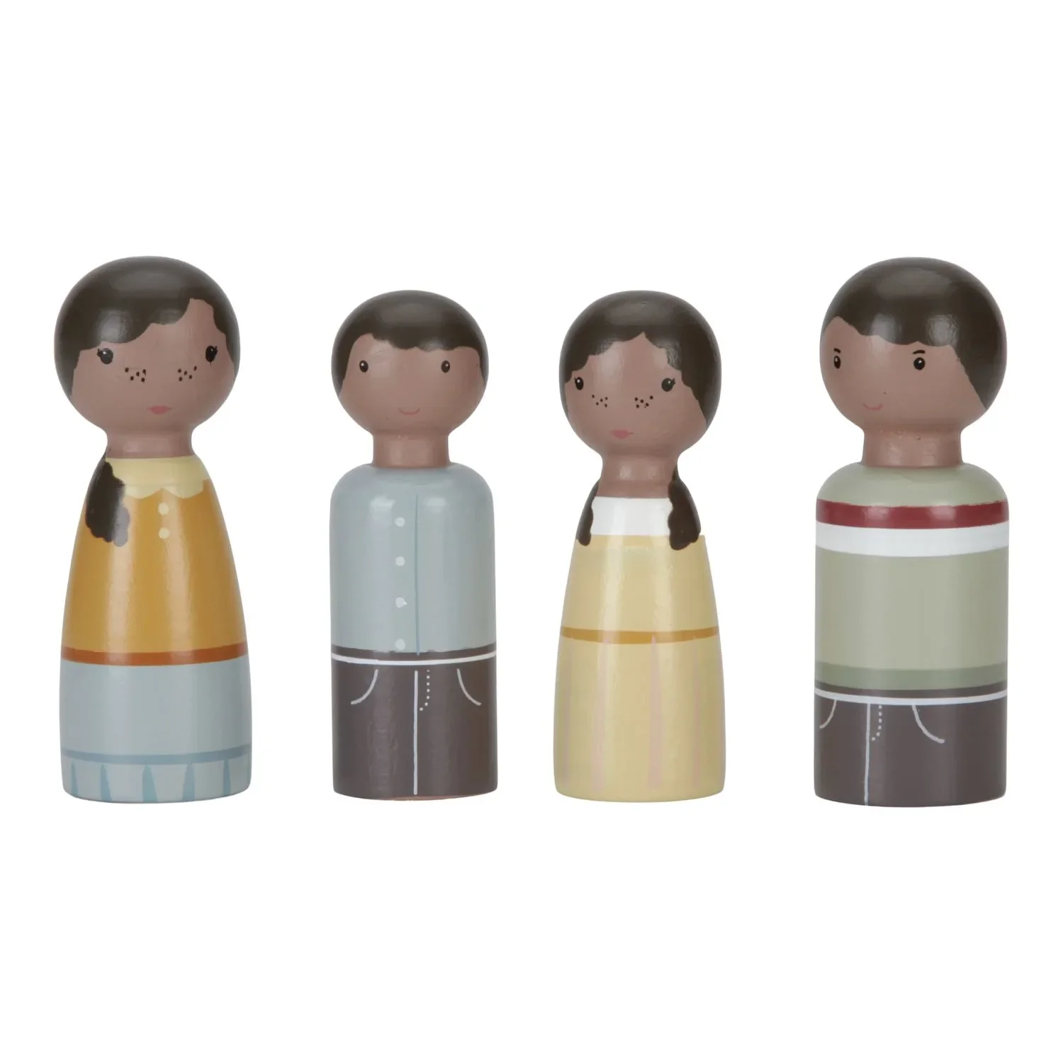 Little Dutch Puppenhaus Familie Evi: Holzfiguren Set mit Vater, Mutter, Sohn & Tochter - Puppenstube erweitern