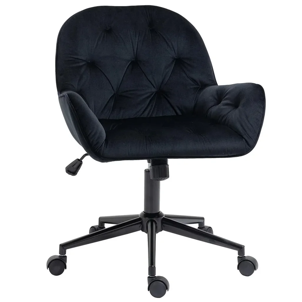 Bürostuhl höhenverstellbar samtartiges Polyester Schwarz 60 x 61 x 81-91 cm